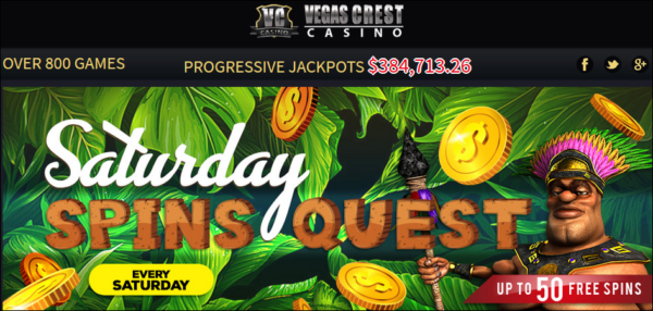Saturday Free Spins Quest At Vegas Crest Online Casino! 
